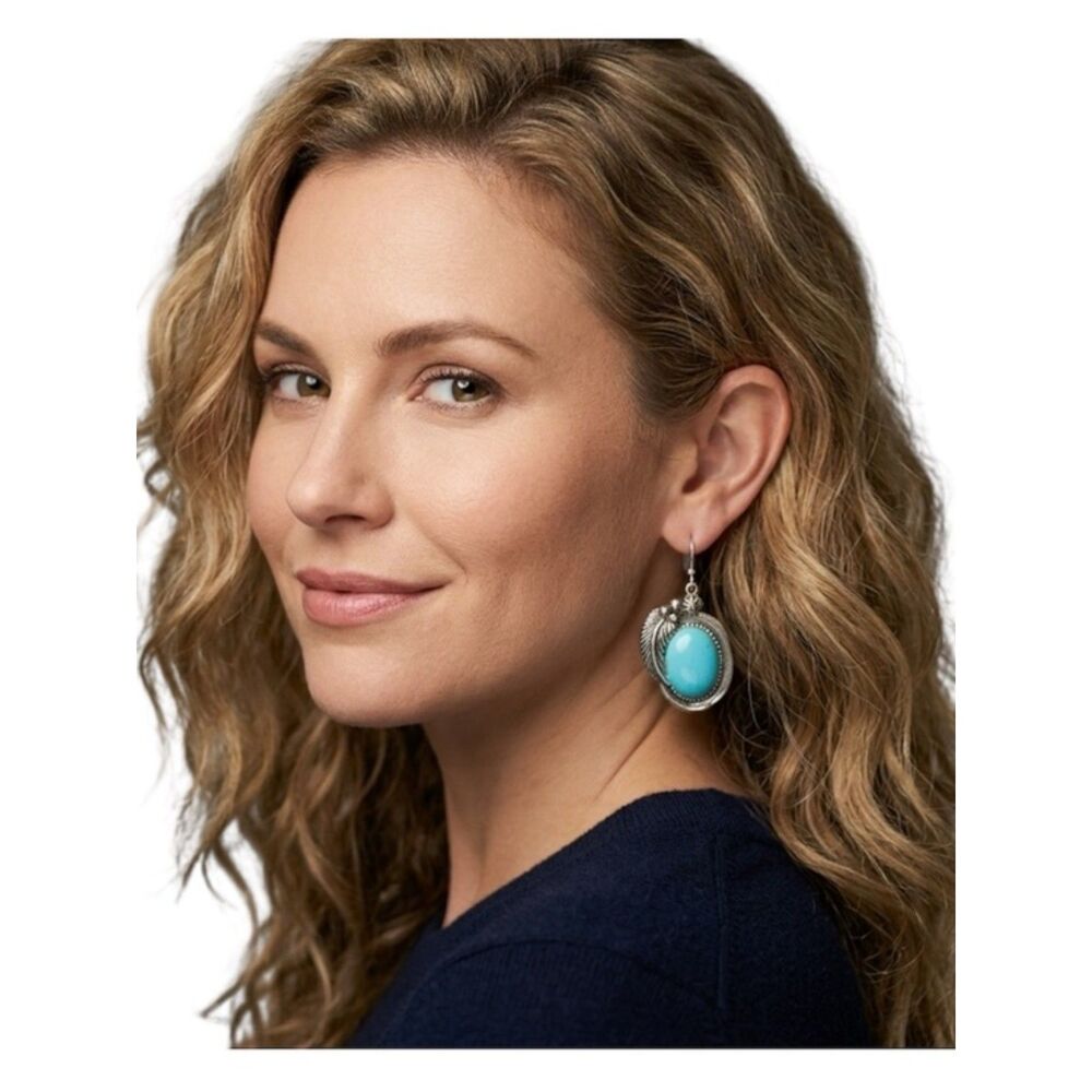 Silver Statement Earrings with Turquoise Stones